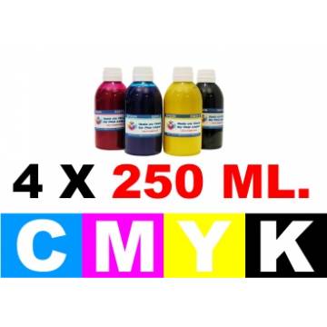 4 botellas de 250 ml. de tinta para Canon BkpgCMY 4 botellas de 250 ml. de tinta para Canon BkpgCMY