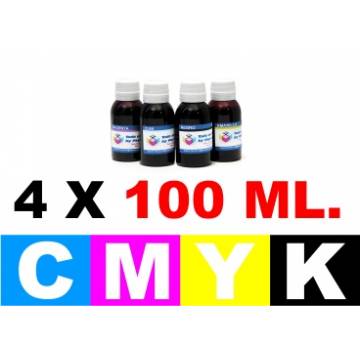 para HP tinta multiuso economica, 4 botellas de 100 ml. CMYK para HP tinta multiuso economica, 4 botellas de 100 ml. CMYK
