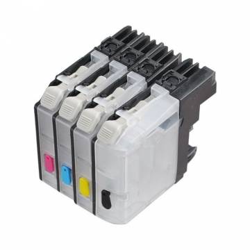 para Brother LC123 LC125 4 cartuchos transparentes recargables con chip para Brother LC123 LC125 4 cartuchos transparentes recargables con chip